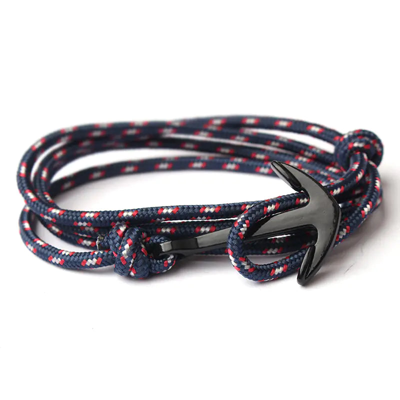 Navy Boat Anchor Woven Bracelet Design