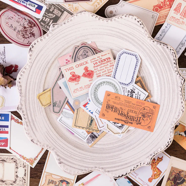 Vintage Practicalism Drawer Sticker Set - 60 Pieces