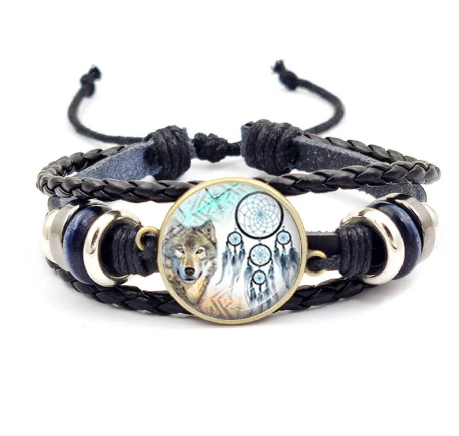 Dreamcatcher Bracelet, Woven Bronze Wolf Bracelet