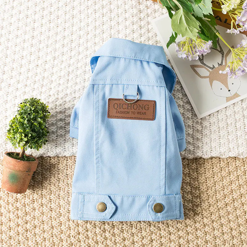 Denim Jacket for Dogs - Fashionable Pet Traction Wear