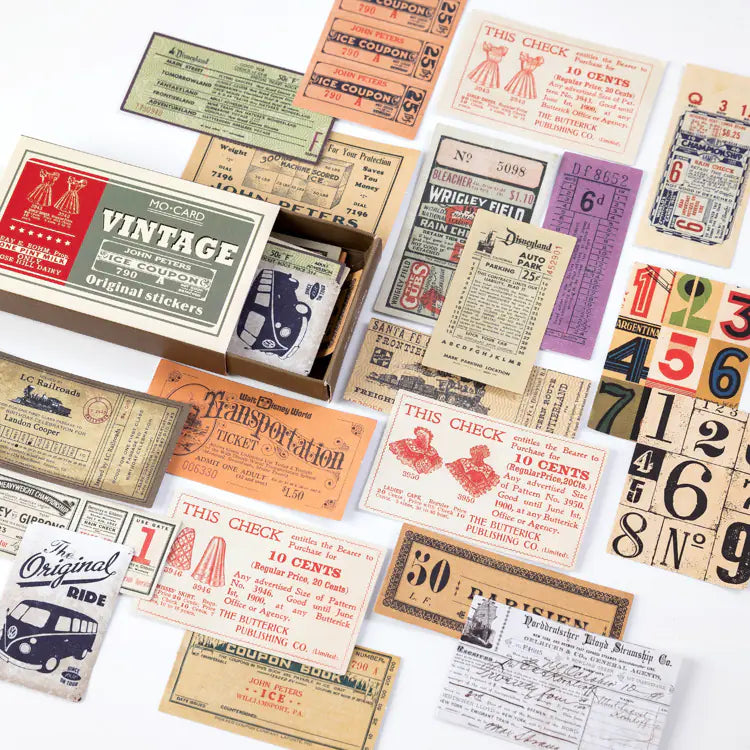 Vintage Practicalism Drawer Sticker Set - 60 Pieces