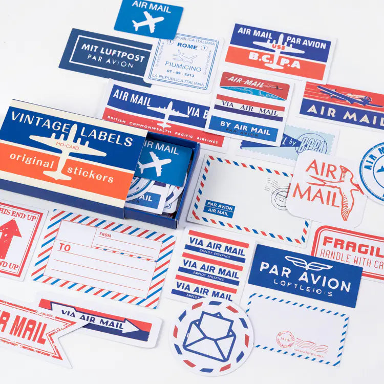 Vintage Practicalism Drawer Sticker Set - 60 Pieces