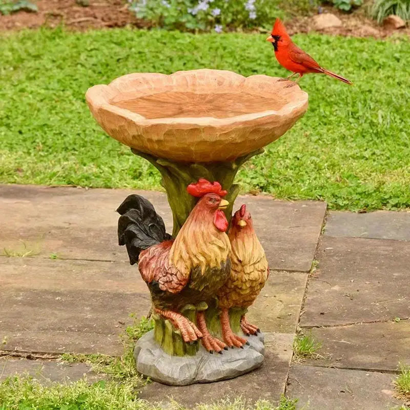 Outdoor Bird Feeder and Garden Decorations (Dog & Rooster)