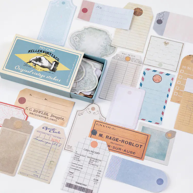 Vintage Practicalism Drawer Sticker Set - 60 Pieces