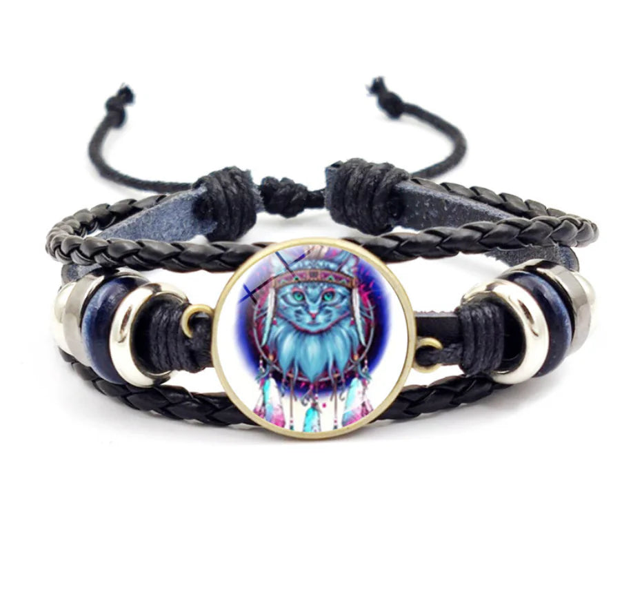 Dreamcatcher Bracelet, Woven Bronze Wolf Bracelet