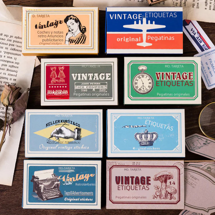 Vintage Practicalism Drawer Sticker Set - 60 Pieces
