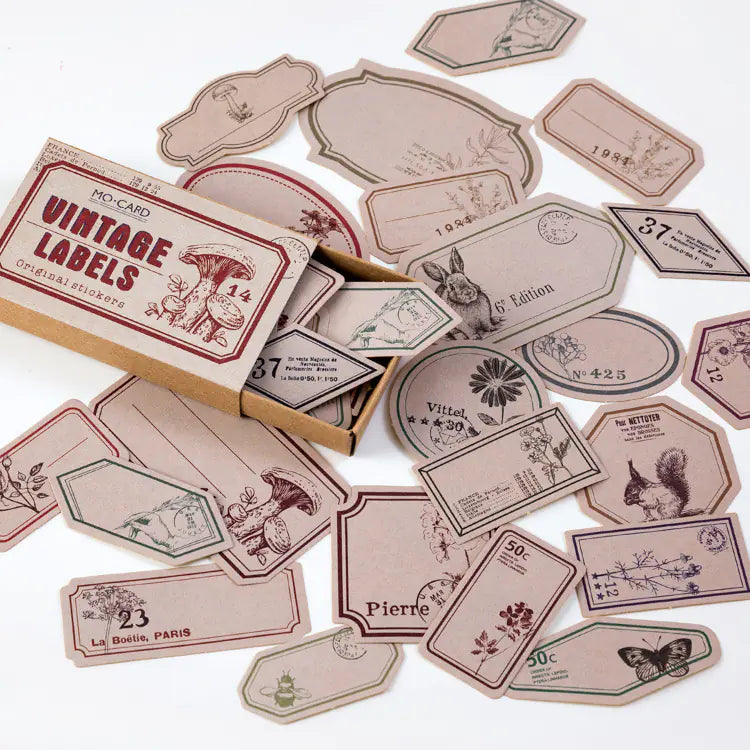 Vintage Practicalism Drawer Sticker Set - 60 Pieces