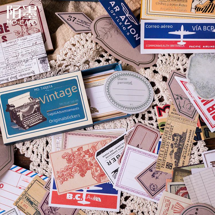 Vintage Practicalism Drawer Sticker Set - 60 Pieces