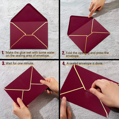 Gold-Rimmed Wedding Invitation Envelope Bags