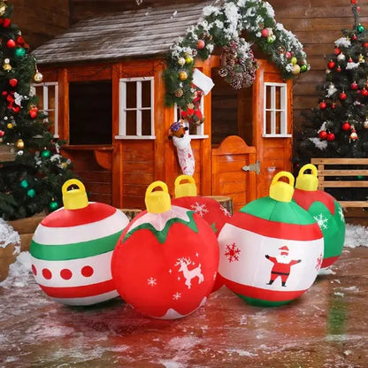 6.9 FT Lighted Christmas Inflatable Decoration, Inflatable Five Christmas Balls, Funny Blow Up Yard Decorations With Built-in LED Lights For Holiday Party Front Yard Lawn Garden Decor