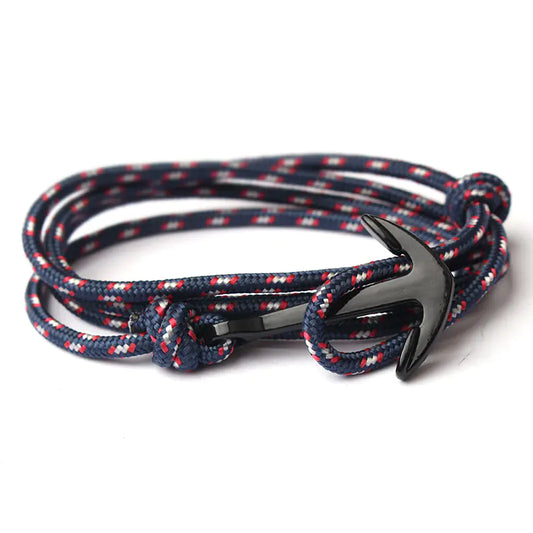 Navy Boat Anchor Woven Bracelet Design