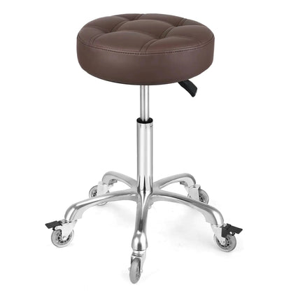McDooFly Adjustable Heavy Duty Stool - Rolling Stools with Locking Caster Wheels - Swivel Stools Backless Chair for Home Kitchen Office Shop Tattoo Lash Tech Pedicure (Brown Height 22 to 30 in)