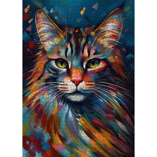 Cat Puzzles for Adults Animal Kitten Portrait Jigsaw Puzzles 1000 Pieces Painting Kitty Art Puzzle Impossible Challenging Puzzles for Adults Cat