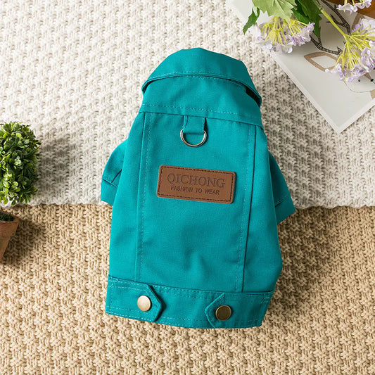 Denim Jacket for Dogs - Fashionable Pet Traction Wear