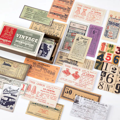 Vintage Practicalism Drawer Sticker Set - 60 Pieces