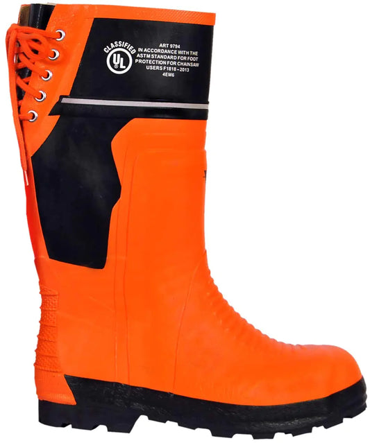 Viking Class 2 Ultra Flexible Chainsaw Boots - Protective Grade 1 Steel Toe Safety Shoes For Men with Slip-Resistant Soles Black/Orange - 10 M US