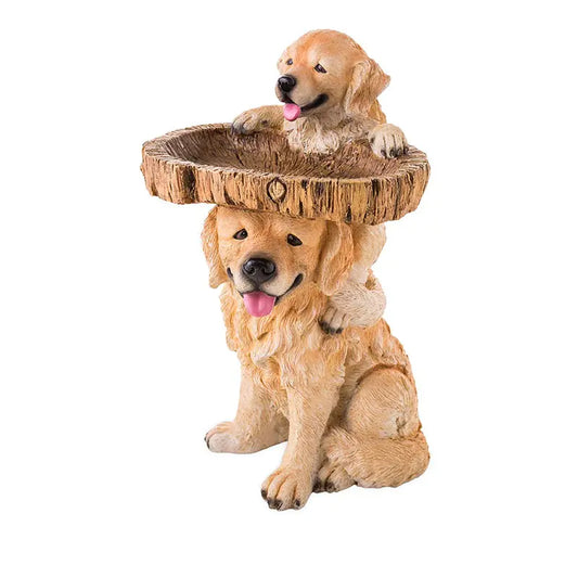 Outdoor Bird Feeder and Garden Decorations (Dog & Rooster)