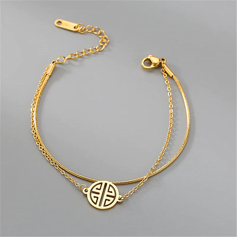 Irregular Zircon Circle Metal Wind Bracelet