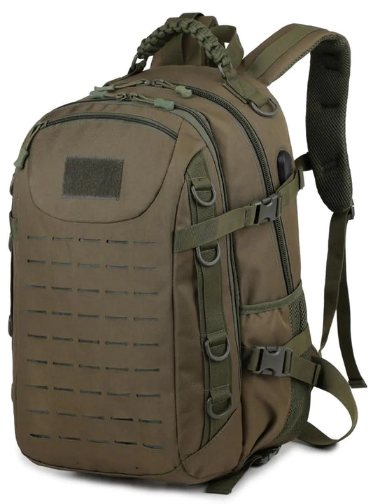 ORILOOSEN Heavy duty zipper tactical backpack Outdoor Tactical Backpack Nylon canvas backpack，hiking camping travel Backpack， 3-day backpack，water resistant (army green)