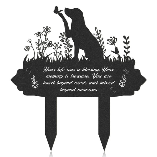 Rngmsi Memorial Pet Grave Markers- Metal Dog Pet Grave Markers Garden Grave Decorations for Cemetery Waterproof Grave Stakes Plaque Pets Headstone to Memorial Dog Garden Memorial Graves(13.4 x 12 in)