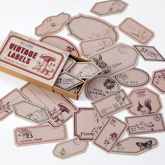 Vintage Practicalism Drawer Sticker Set - 60 Pieces