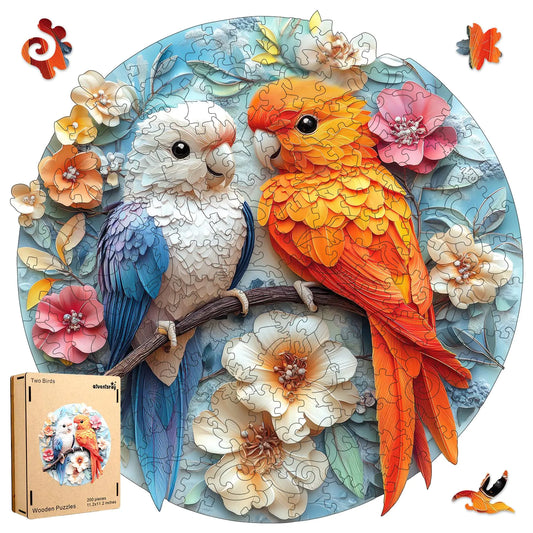 Wooden Puzzles for Adults Parrots Flower Wooden Jigsaw Puzzles 200pcs 10.9x11.2inMediumUnique Shape Animal Adult Puzzles Irregular Wood Puzzles Creative Gift for Adults and Kids Family Game